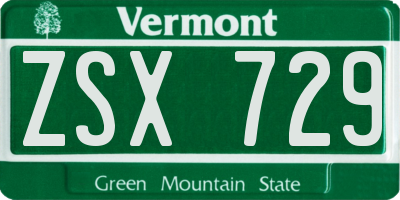 VT license plate ZSX729