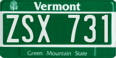 VT license plate ZSX731