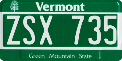 VT license plate ZSX735