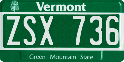 VT license plate ZSX736