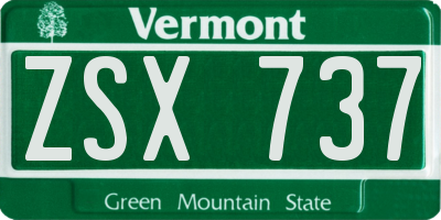 VT license plate ZSX737