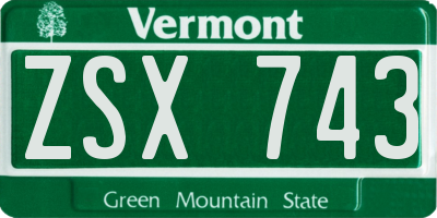 VT license plate ZSX743