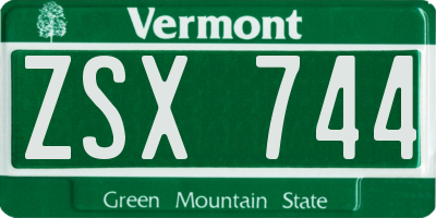 VT license plate ZSX744