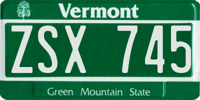 VT license plate ZSX745