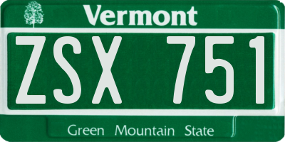 VT license plate ZSX751