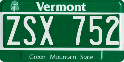 VT license plate ZSX752