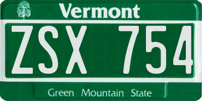 VT license plate ZSX754