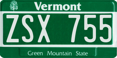 VT license plate ZSX755