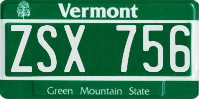 VT license plate ZSX756