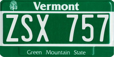 VT license plate ZSX757