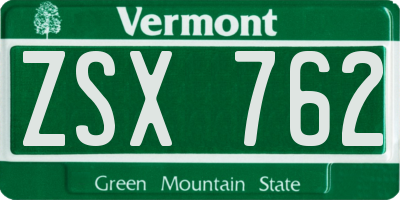 VT license plate ZSX762
