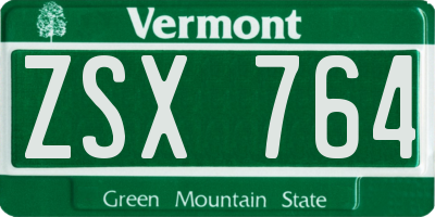 VT license plate ZSX764