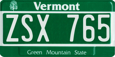 VT license plate ZSX765