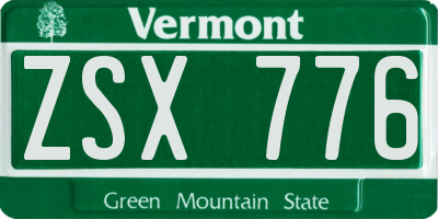 VT license plate ZSX776