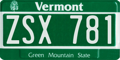 VT license plate ZSX781