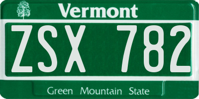 VT license plate ZSX782