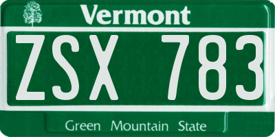 VT license plate ZSX783
