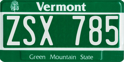 VT license plate ZSX785