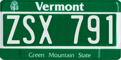 VT license plate ZSX791
