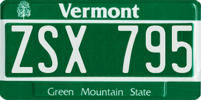 VT license plate ZSX795