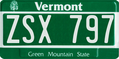 VT license plate ZSX797