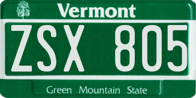 VT license plate ZSX805
