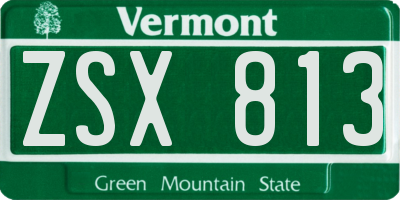 VT license plate ZSX813