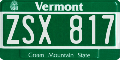 VT license plate ZSX817