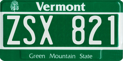 VT license plate ZSX821