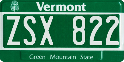 VT license plate ZSX822