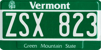 VT license plate ZSX823