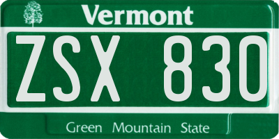 VT license plate ZSX830