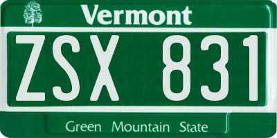VT license plate ZSX831