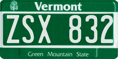 VT license plate ZSX832
