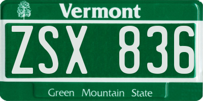 VT license plate ZSX836