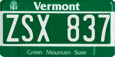 VT license plate ZSX837