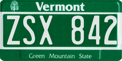 VT license plate ZSX842