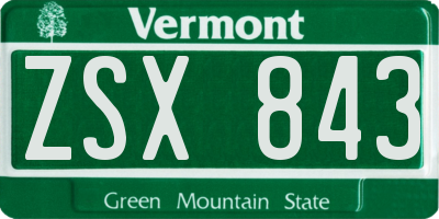VT license plate ZSX843