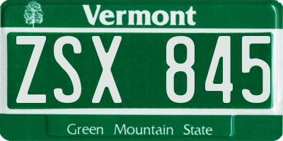 VT license plate ZSX845
