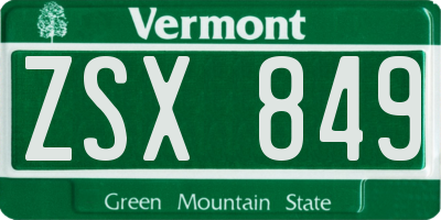 VT license plate ZSX849
