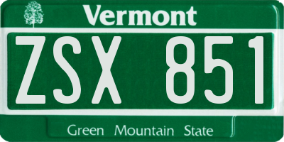 VT license plate ZSX851