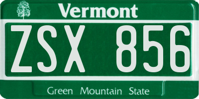 VT license plate ZSX856
