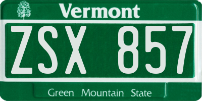 VT license plate ZSX857