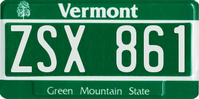 VT license plate ZSX861