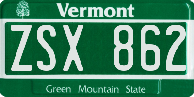 VT license plate ZSX862