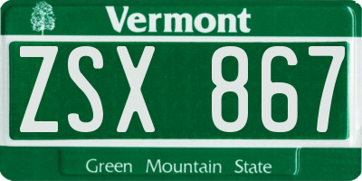 VT license plate ZSX867