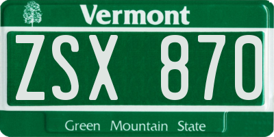 VT license plate ZSX870
