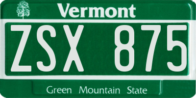 VT license plate ZSX875