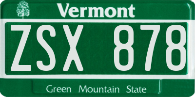 VT license plate ZSX878