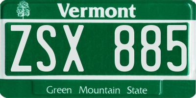 VT license plate ZSX885